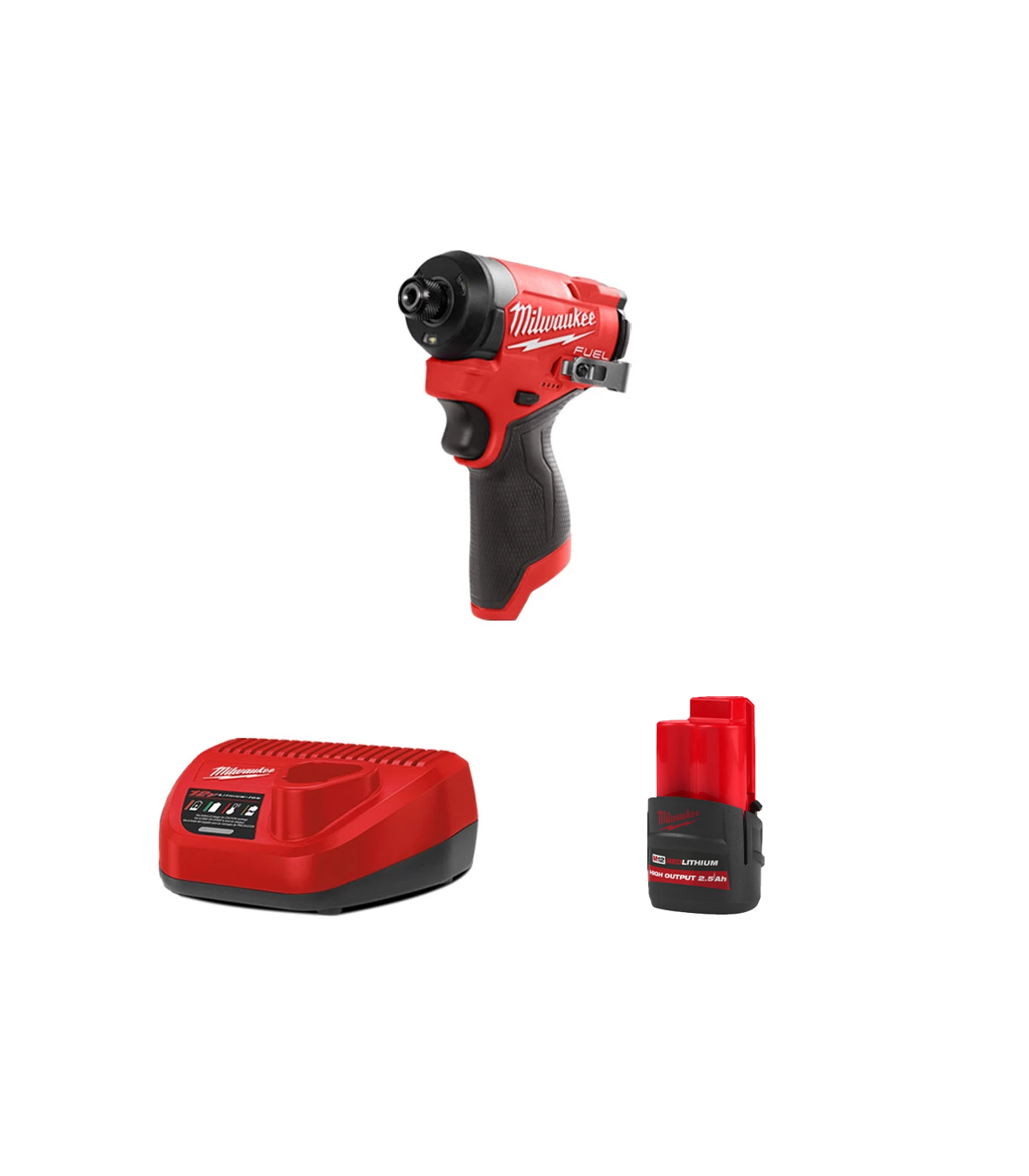 Visseuse à chocs 12V M12 FID2-0 + 1 batterie 12V 2.5 Ah + chargeur C12C  MILWAUKEE