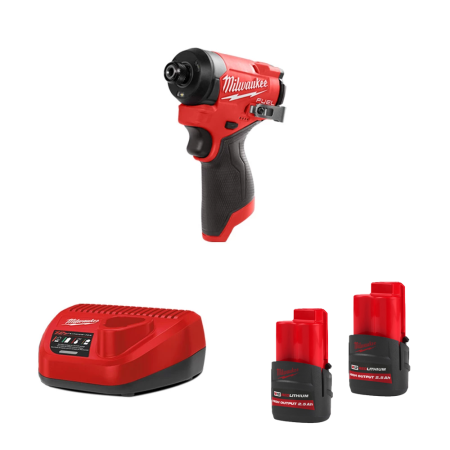 Visseuse à chocs 12V M12 FID2-0 + 2 batteries 12V 2.5 Ah + chargeur C12C  MILWAUKEE