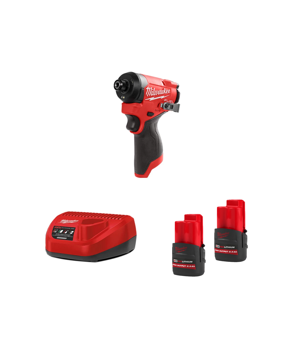 Visseuse à chocs 12V M12 FID2-0 + 2 batteries 12V 2.5 Ah + chargeur C12C  MILWAUKEE