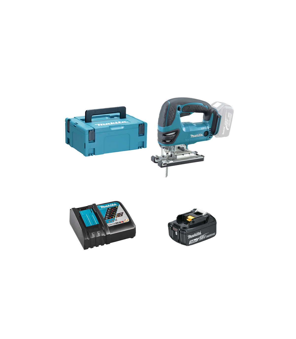 Scie sauteuse 18V DJV180ZXJ + 1 batterie BL1830B 18V 3 Ah + chargeur rapide DC18RC MAKITA