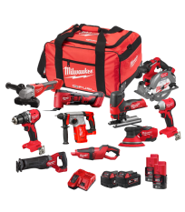 Pack 10 outils 12V-18V COMPLET (FROS5 + HV + BLSAG125X + BLPDRC + BLH + FCS552 + FSZ + FJS + BLIDRC + BMT) MILWAUKEE