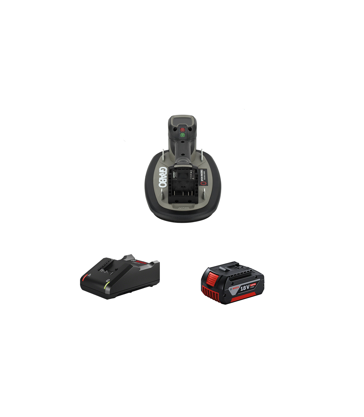 Ventouse électrique PRO BRUSHLESS 120kg + 1 adaptateur batterie bosch + 1 batterie bosch 18V 5 Ah + 1 chargeur GAL 18V-40 GRABO