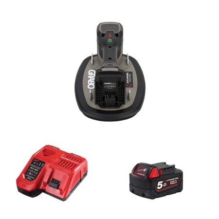 Ventouse électrique PRO BRUSHLESS 120kg + 1 adaptateur batterie milwaukee + 1 batterie milwaukee 18V 5 Ah + M12-18 FC GRABO
