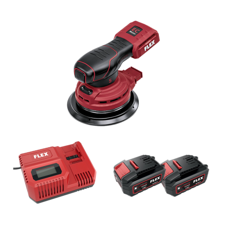 Ponceuse excentrique 18V ORE 5-150 18-EC C + 2 batteries 5 Ah + 1 chargeur CA 12/18 230/CEE FLEX