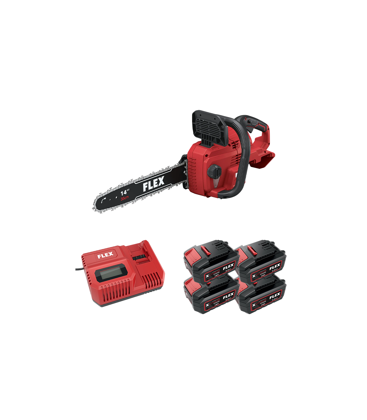 Tronçonneuse 2x 18V GCS 35 2x18-EC 35cm + 4 batteries 5 Ah + 1 chargeur CA 12/18 230/CEE FLEX
