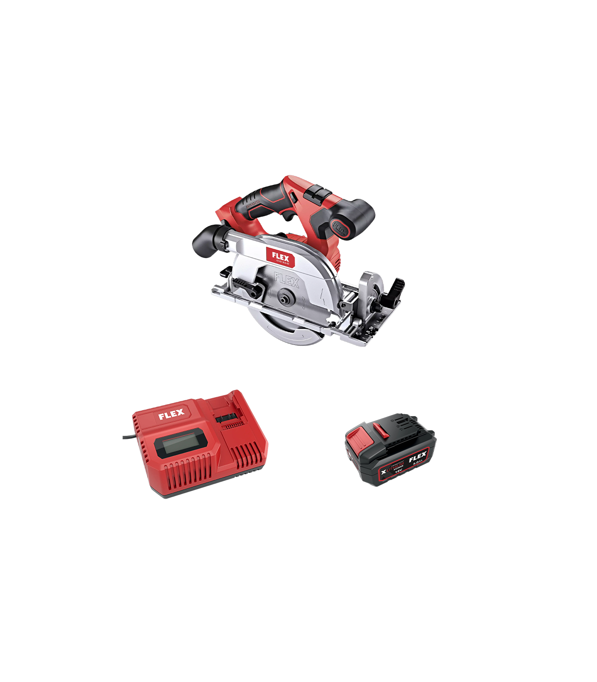 Scie circulaire 18V CS 62 18.0-EC C 165mm + 1 batterie 5 Ah + 1 chargeur CA 12/18 230/CEE FLEX