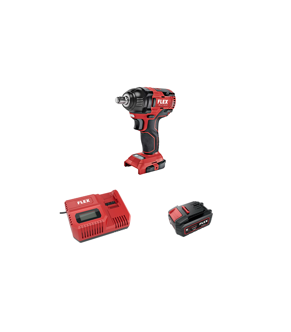 Boulonneuse à chocs 18V IW 1/2" 18.0-EC C + 1 batterie 5 Ah + 1 chargeur CA 12/18 230/CEE FLEX