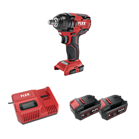 Boulonneuse à chocs 18V IW 1/2" 18.0-EC C + 2 batteries 5 Ah + 1 chargeur CA 12/18 230/CEE FLEX