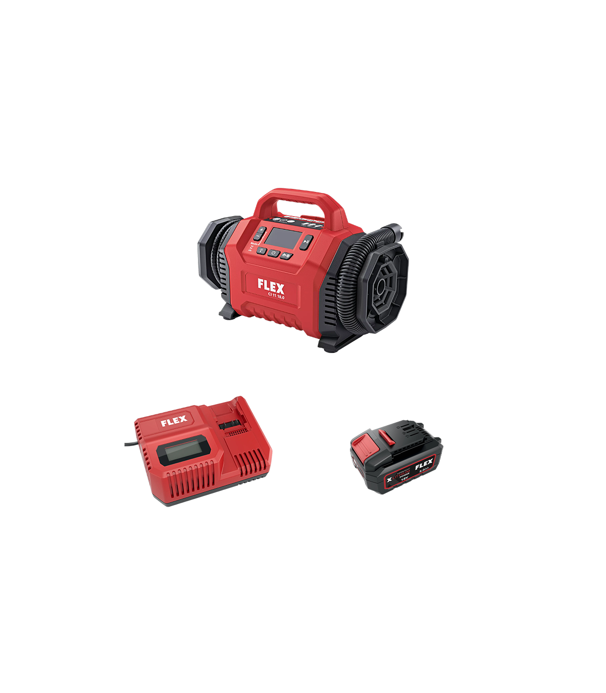 Compresseur 12V/18V CI 11 18.0 + 1 batterie 5 Ah + 1 chargeur CA 12/18 230/CEE FLEX