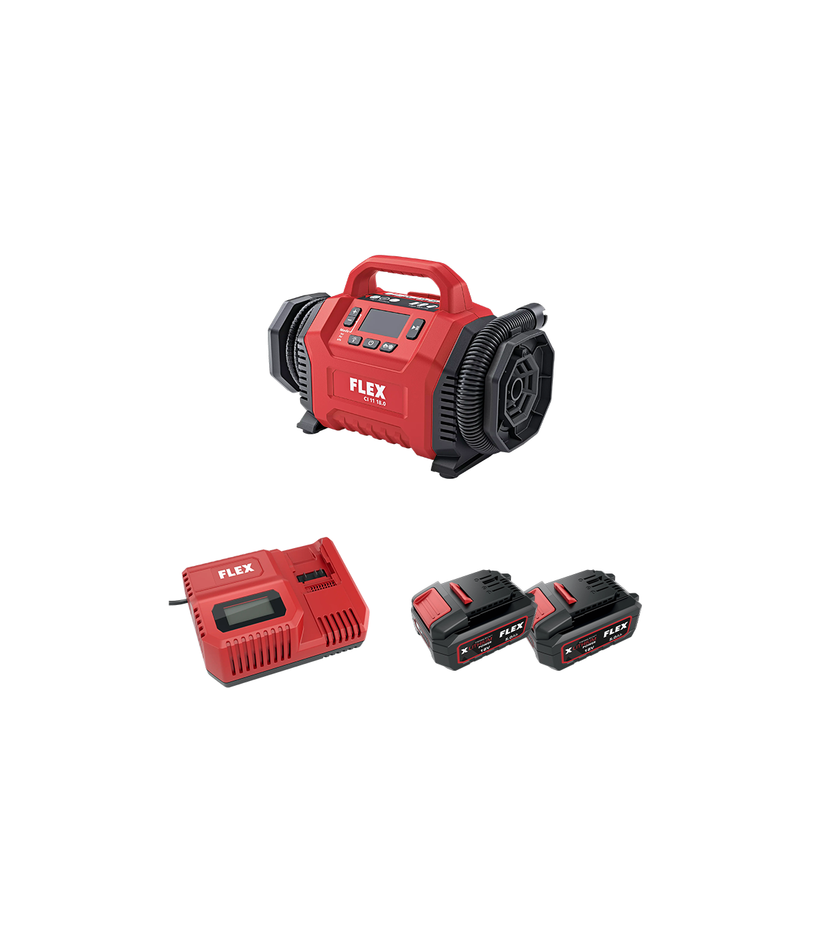 Compresseur 12V/18V CI 11 18.0 + 2 batteries 5 Ah + 1 chargeur CA 12/18 230/CEE FLEX