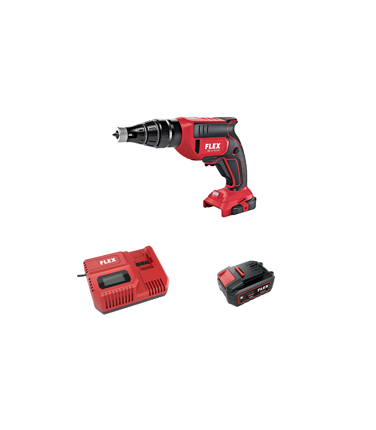 Visseuse pour plaque de plâtre 18V DW 45 18.0-EC C + 1 batterie 5 Ah + 1 chargeur CA 12/18 230/CEE FLEX