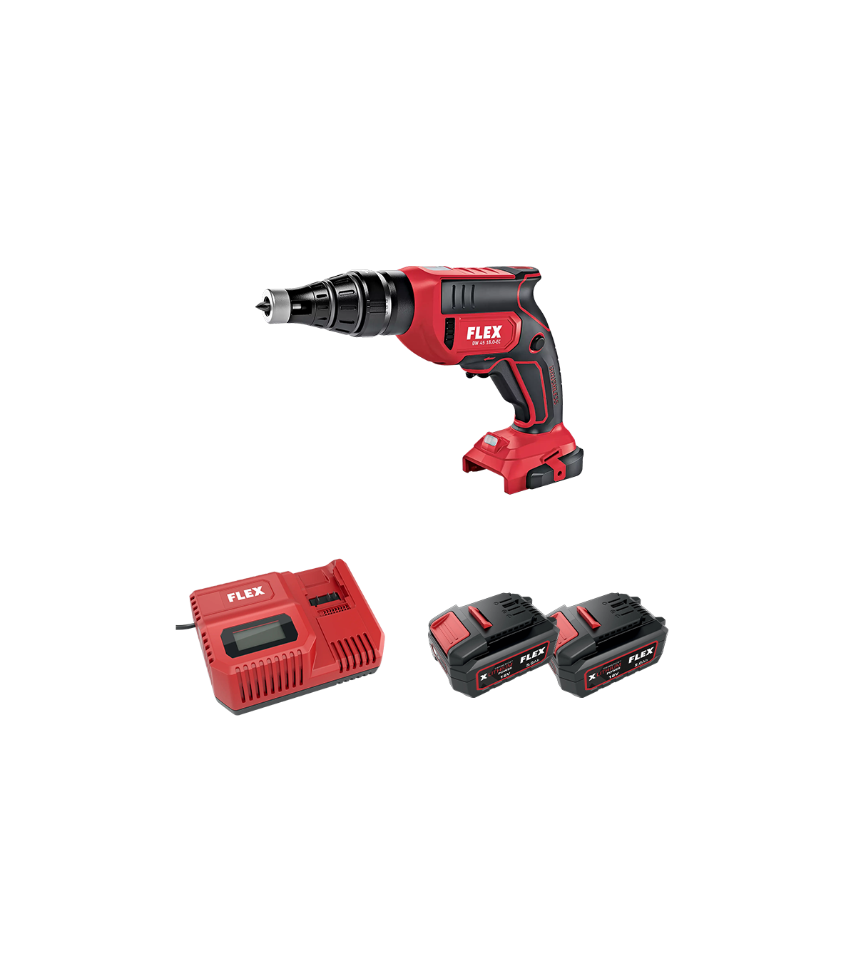 Visseuse pour plaque de plâtre 18V DW 45 18.0-EC C + 2 batteries 5 Ah + 1 chargeur CA 12/18 230/CEE FLEX