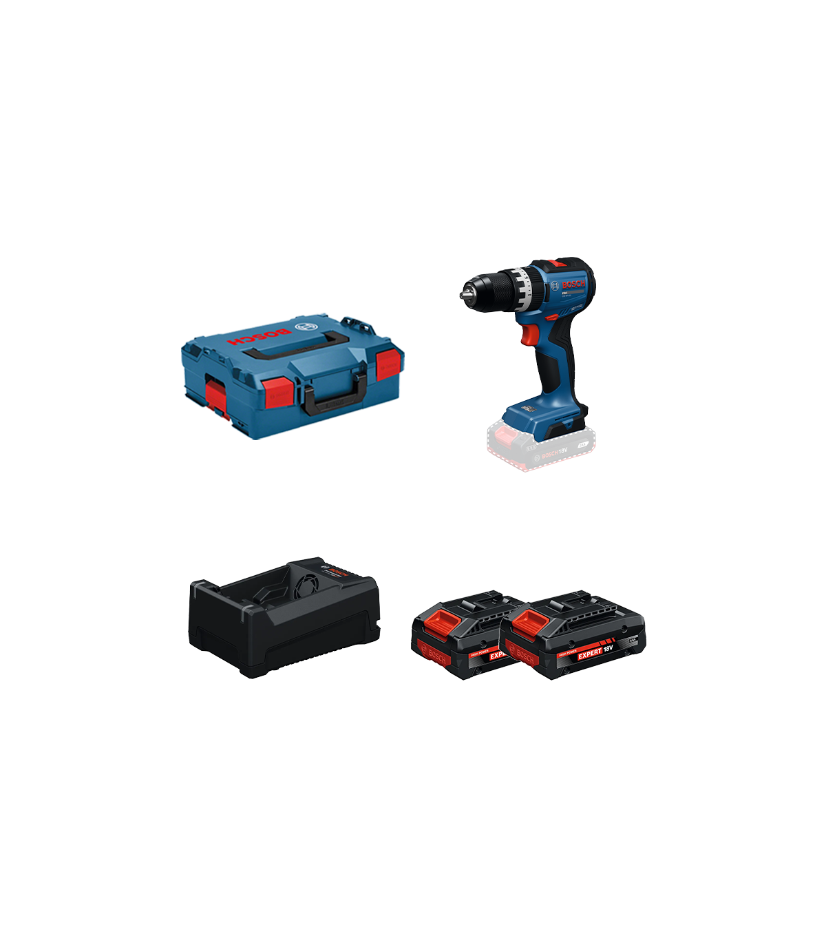 Perceuses-visseuses à percussion GSB 18V-52 + 2 Batteries EXPERT 4 Ah + 1 Chargeur GAL 12V/18V-80 BOSCH