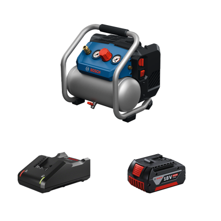 Compresseur à air comprimé GKO18V-51 + 1 batterie GBA 18V 4 Ah + Chargeur GAL 18V-40 BOSCH