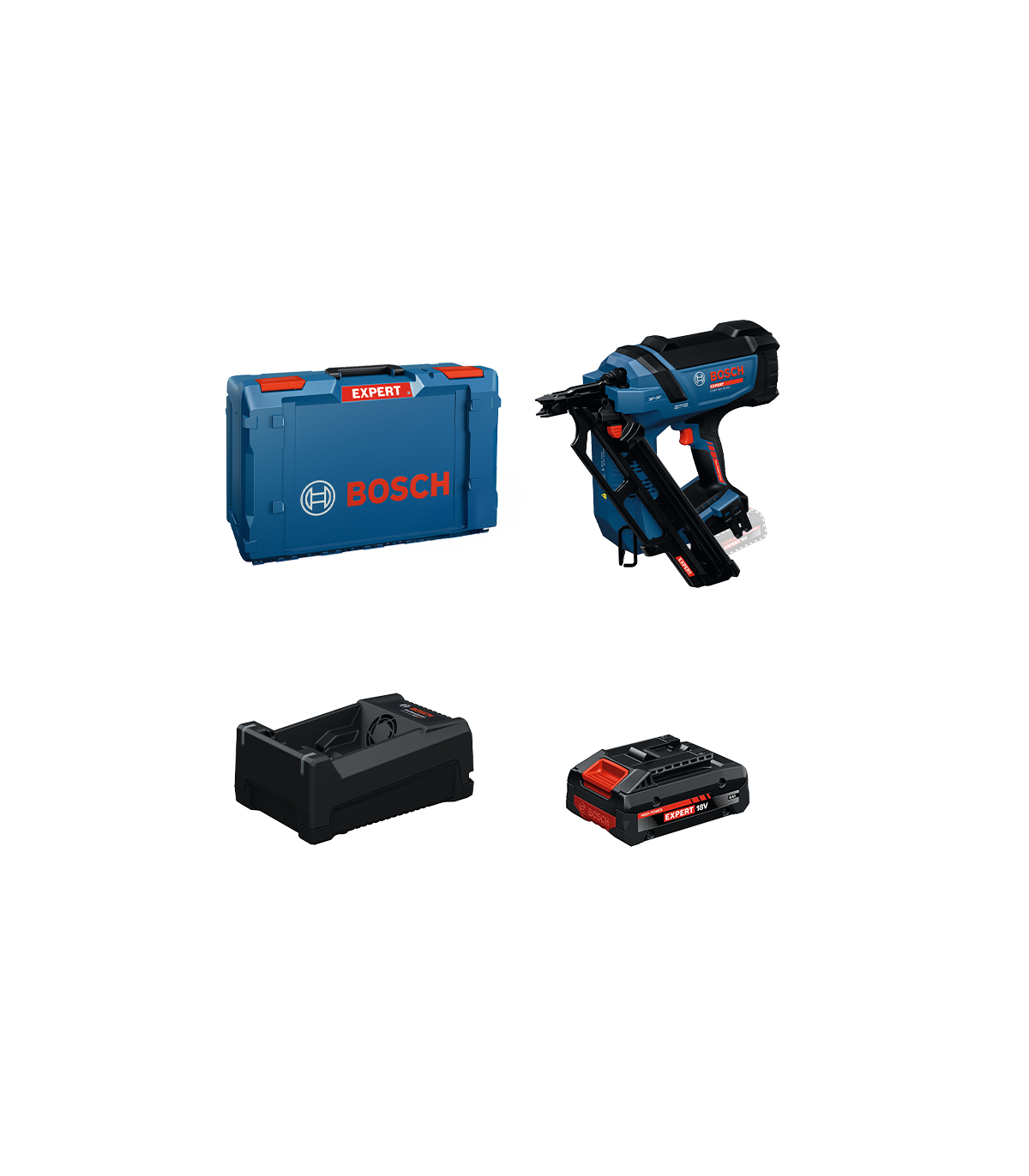 Cloueur à bois EXPERT EXNH18V-90MD + 1 Batterie EXPERT 4 Ah + 1 Chargeur GAL 12V/18V-80 BOSCH