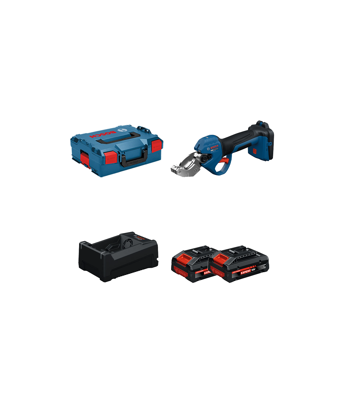 Cisaille à tubes GPC18V-32P + 2 Batteries EXPERT 4 Ah + 1 Chargeur GAL 12V/18V-80 BOSCH