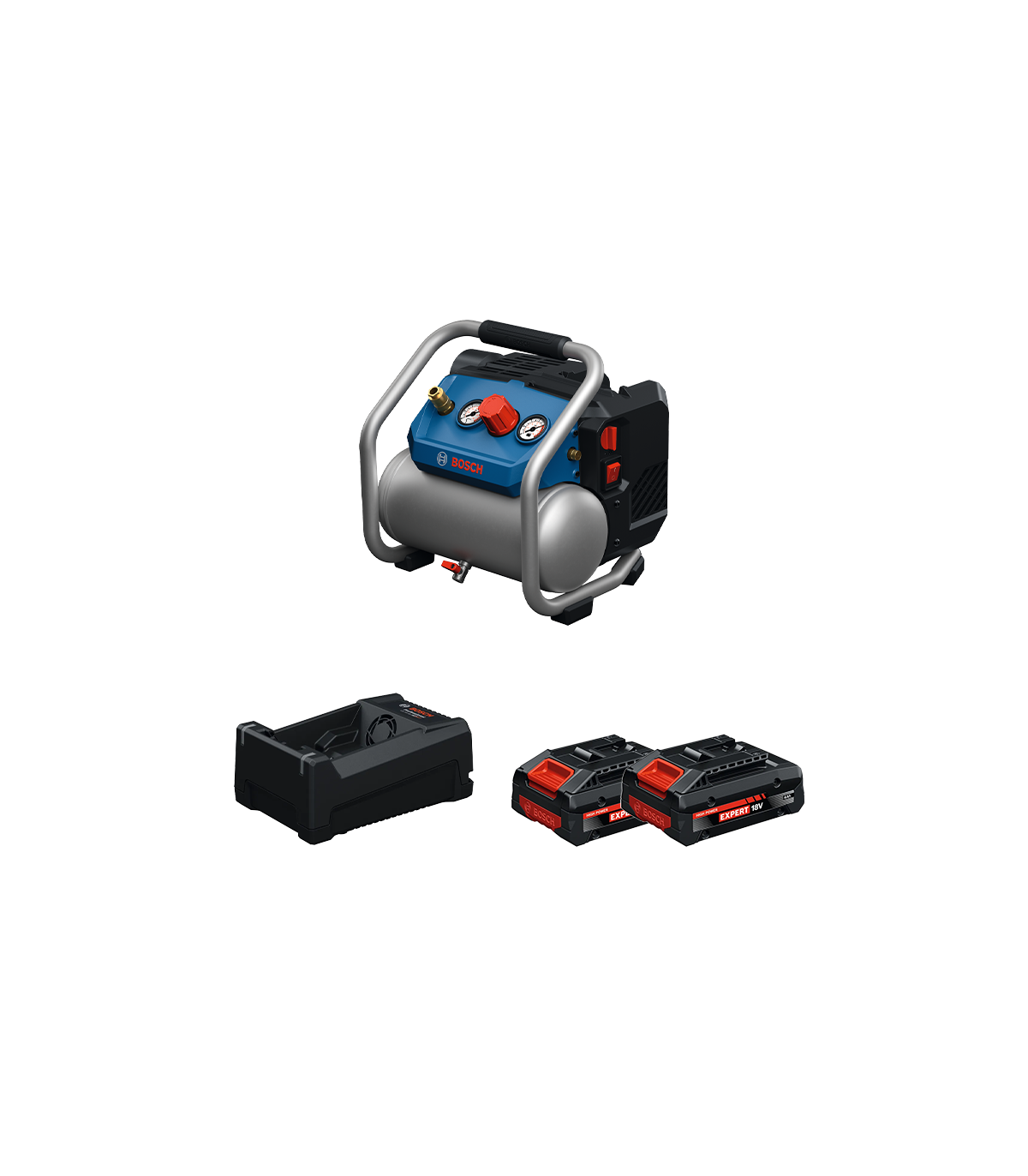 Compresseur à air comprimé GKO18V-51 + 2 Batteries EXPERT 4 Ah + 1 Chargeur GAL 12V/18V-80 BOSCH