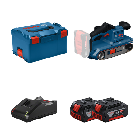 Ponceuse à bande GBS 18V-75 + 2 batteries GBA 18V 4 Ah + Chargeur GAL 18V-40 BOSCH