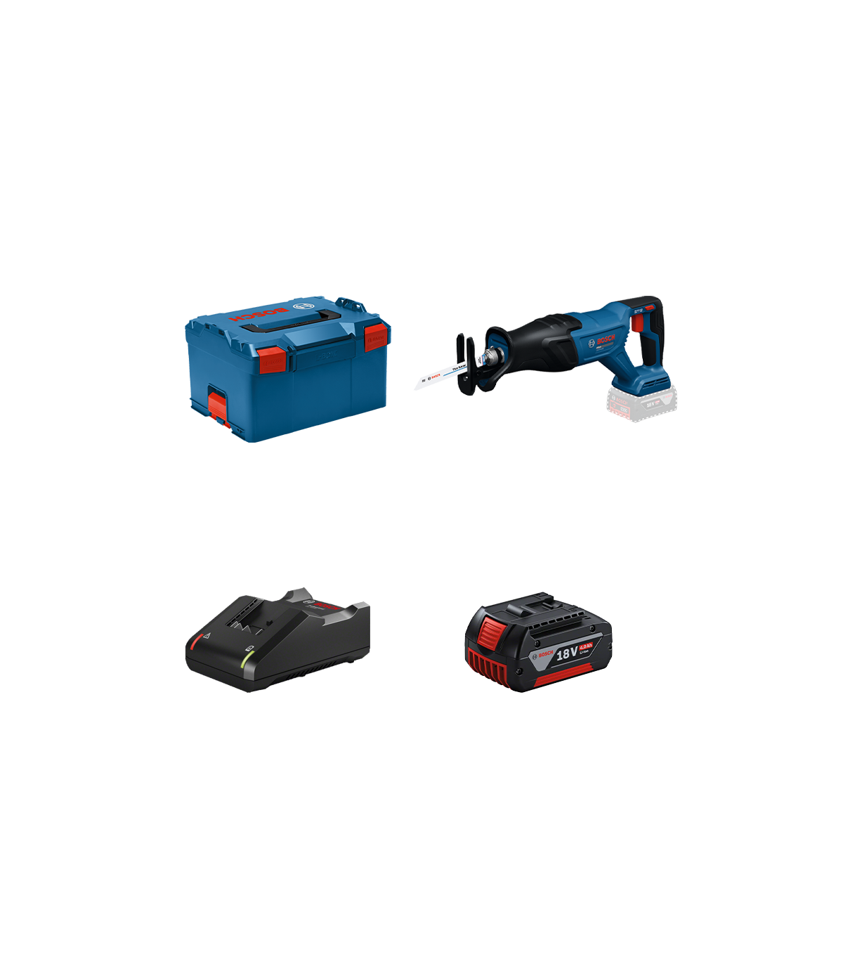 Scie sabre GSA 18V-280 + 1 batterie GBA 18V 4 Ah + Chargeur GAL 18V-40 BOSCH