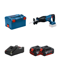 Scie sabre GSA 18V-280 + 2 batteries GBA 18V 4 Ah + Chargeur GAL 18V-40 BOSCH