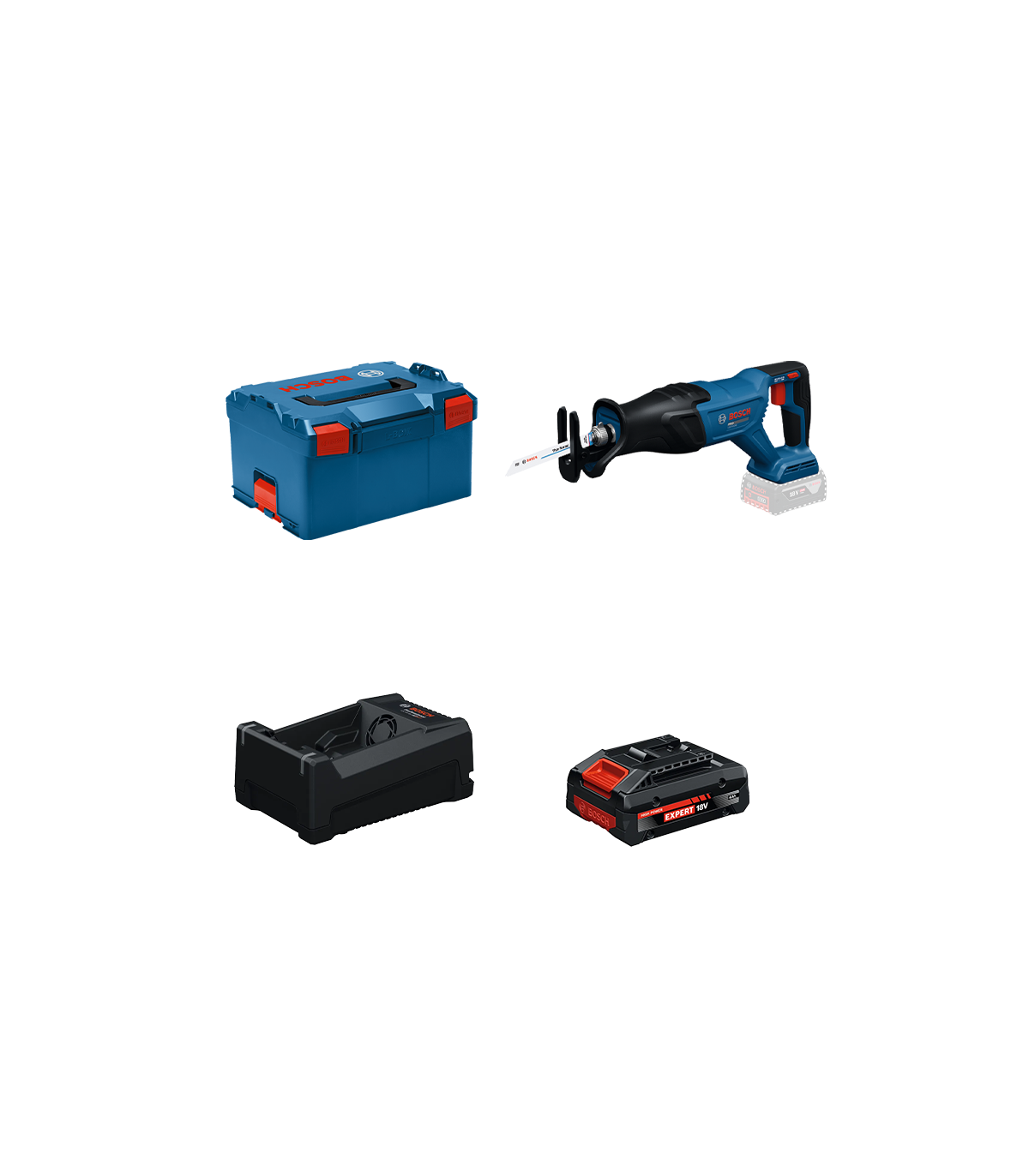 Scie sabre GSA 18V-280 + 1 Batterie EXPERT 4 Ah + 1 Chargeur GAL 12V/18V-80 BOSCH