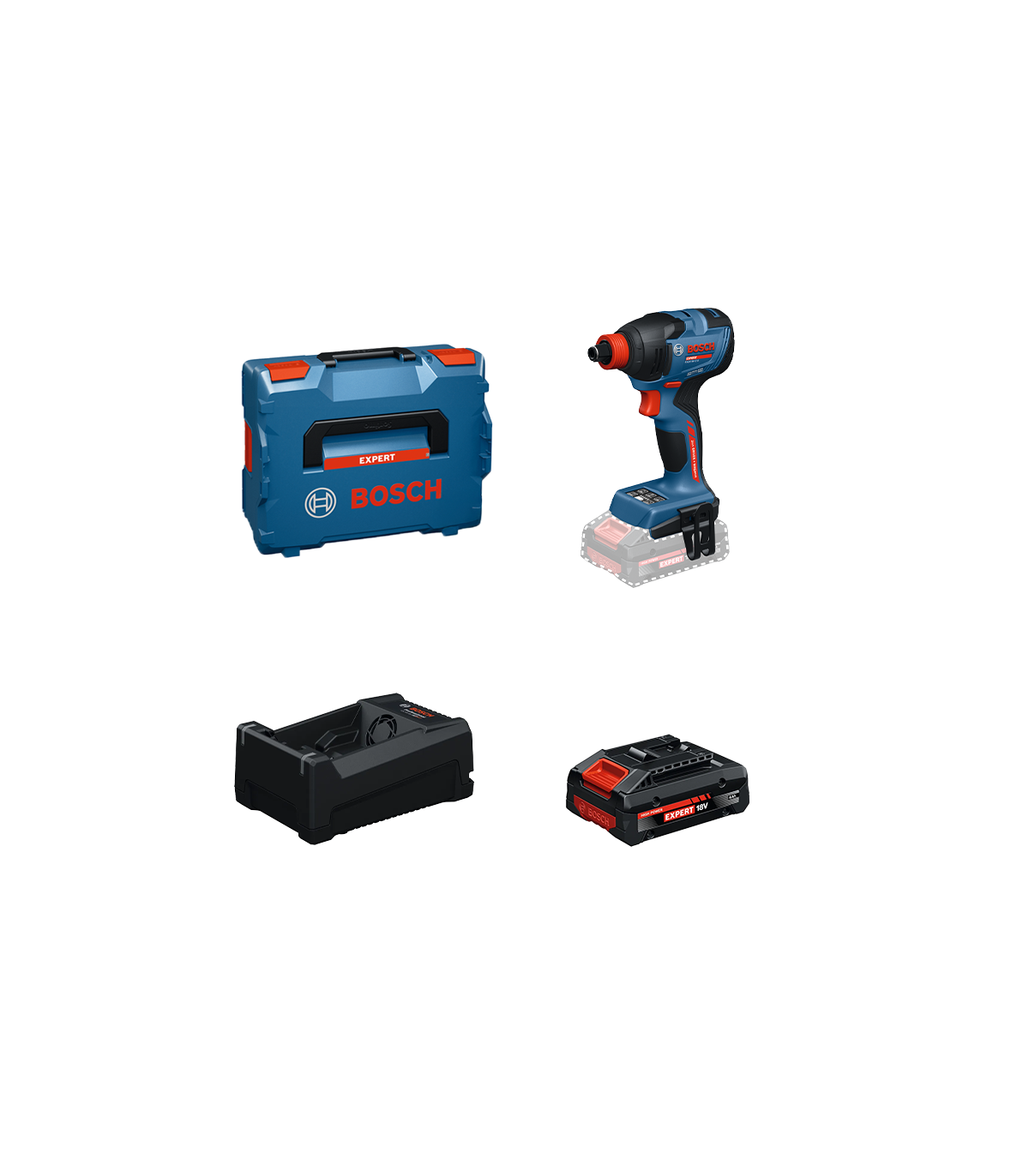 Boulonneuse / Visseuse à chocs EXPERT EXDX18V-210 + 1 Batterie EXPERT 4 Ah + 1 Chargeur GAL 12V/18V-80 BOSCH