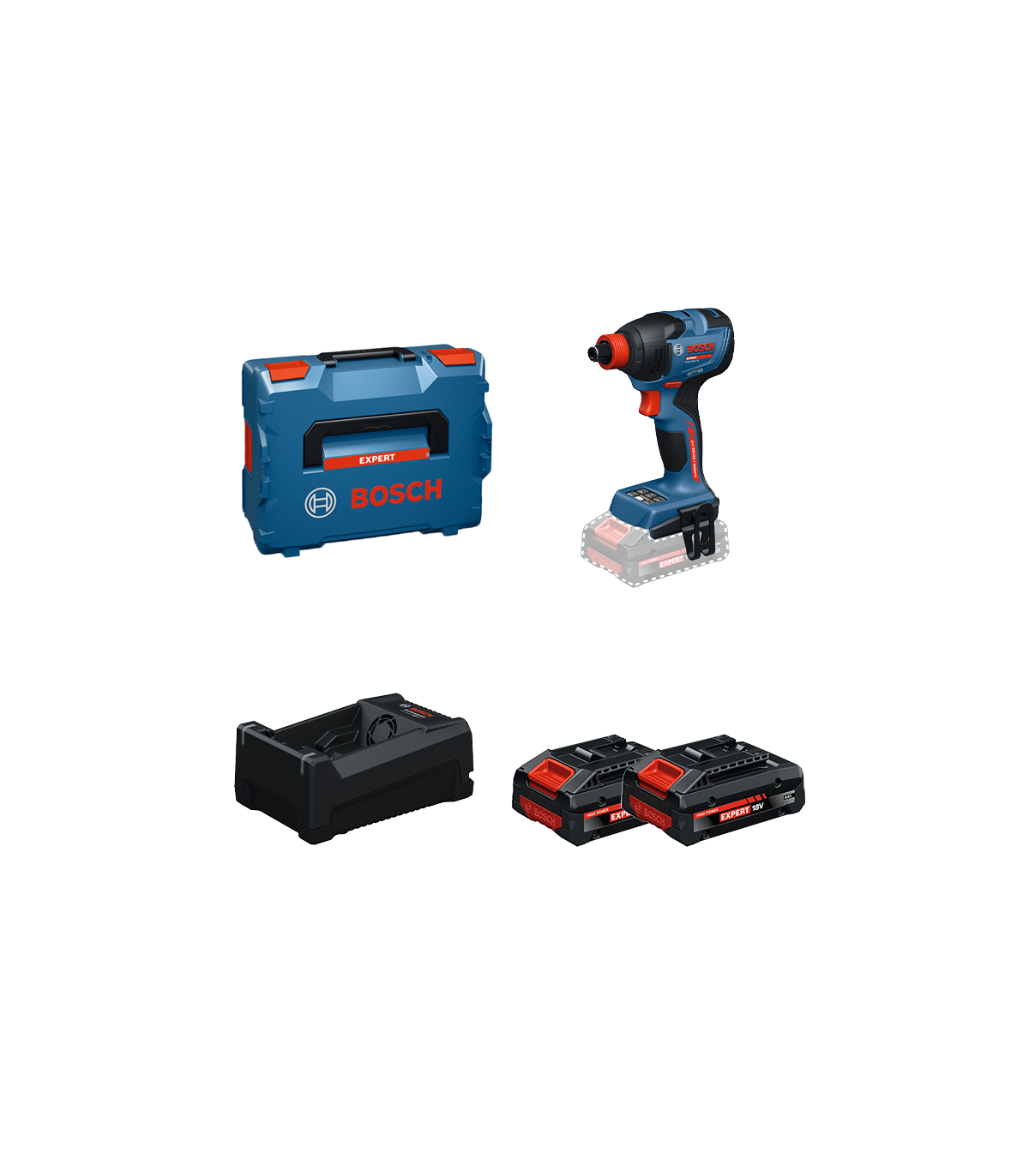 Boulonneuse / Visseuse à chocs EXPERT EXDX18V-210 + 2 Batteries EXPERT 4 Ah + 1 Chargeur GAL 12V/18V-80 BOSCH