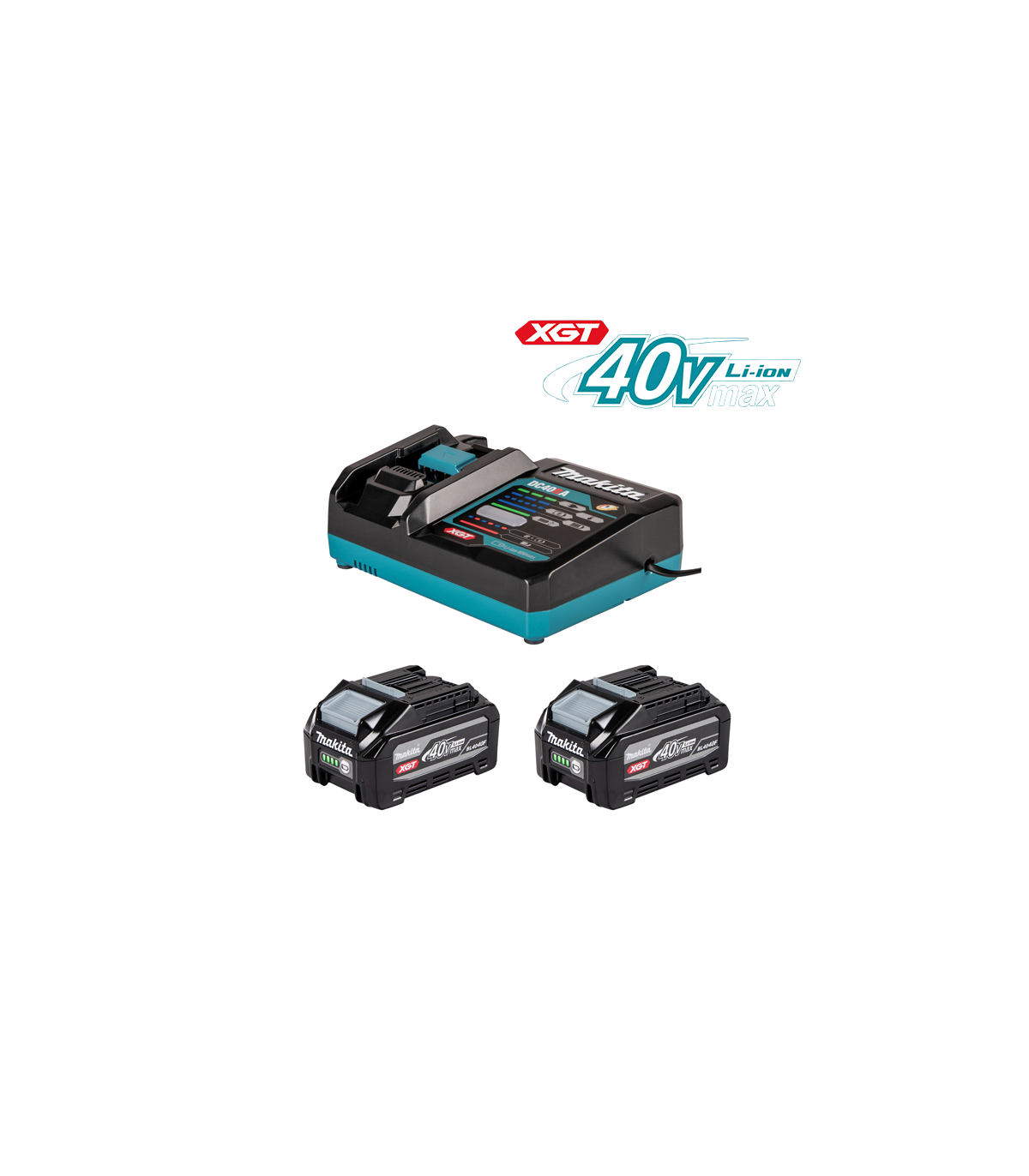 Pack XGT 40V 2 batteries BL4040F 4 Ah + Chargeur rapide DC40RA MAKITA