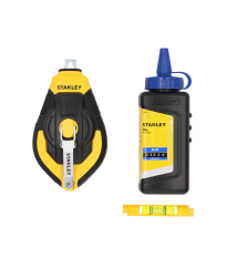 Kit Cordeau traceur 30m 3:1 + poudre bleu + niveau STANLEY