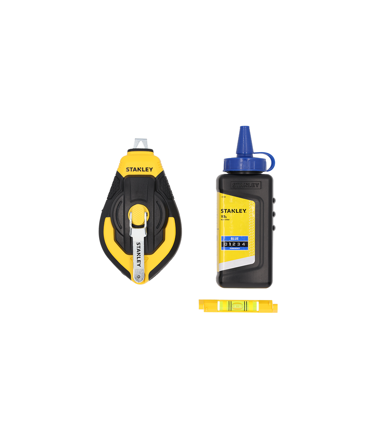 Kit Cordeau traceur 30m 3:1 + poudre bleu + niveau STANLEY