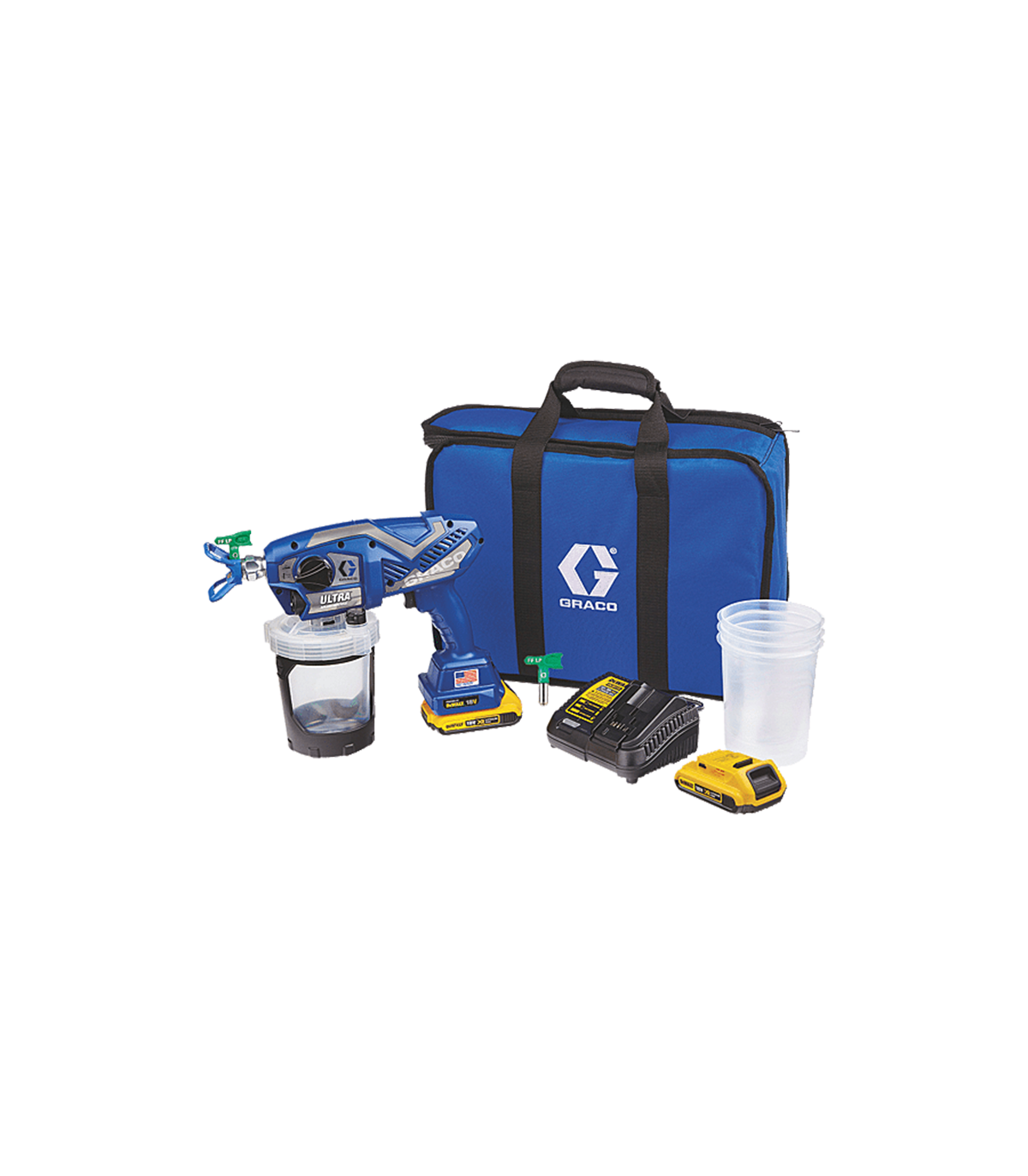 Pistolet peinture Airless Ultra HH DC 18V 138 bar + 2 batteries 18V 2.0Ah + 1 chargeur dewalt GRACO