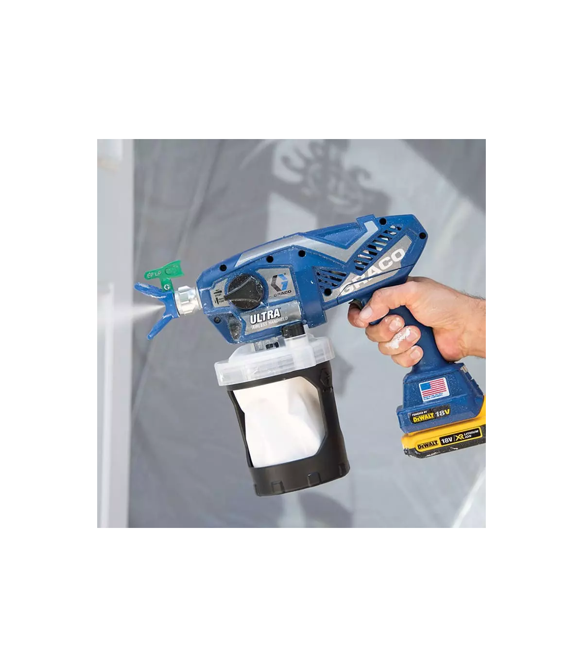 Pistolet peinture Airless Ultra HH DC 18V 138 bar + 2 batteries 18V 2.0Ah + 1 chargeur dewalt GRACO