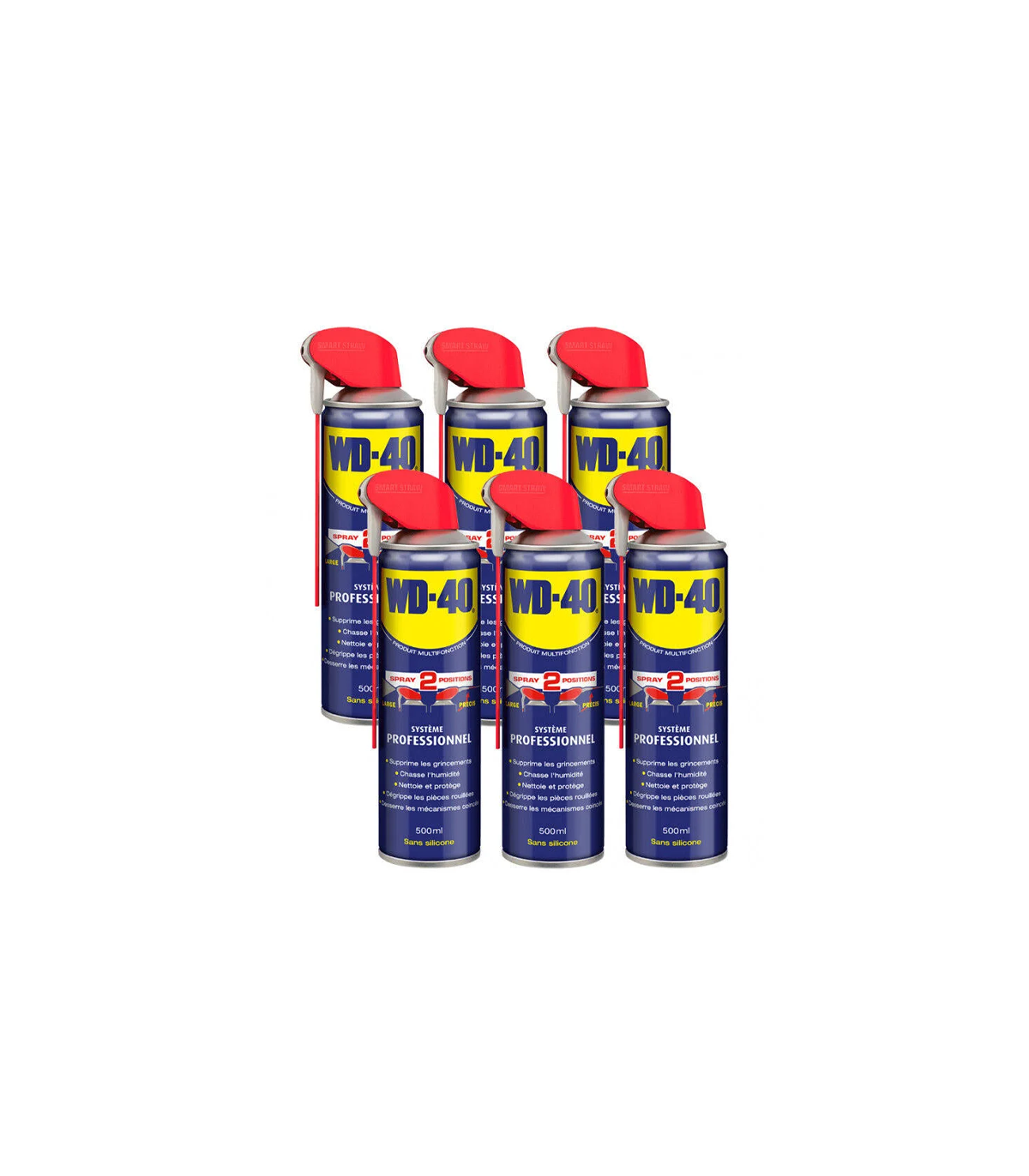 Pack de 6 Lubrifiants multifonction spray double position 500ml WD-40