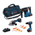 Pack 3 outils 18V (GSB 18V-65 + GWS 18V-11 + GBH 18V-24 C) + Coffret de 7 outils BOSCH