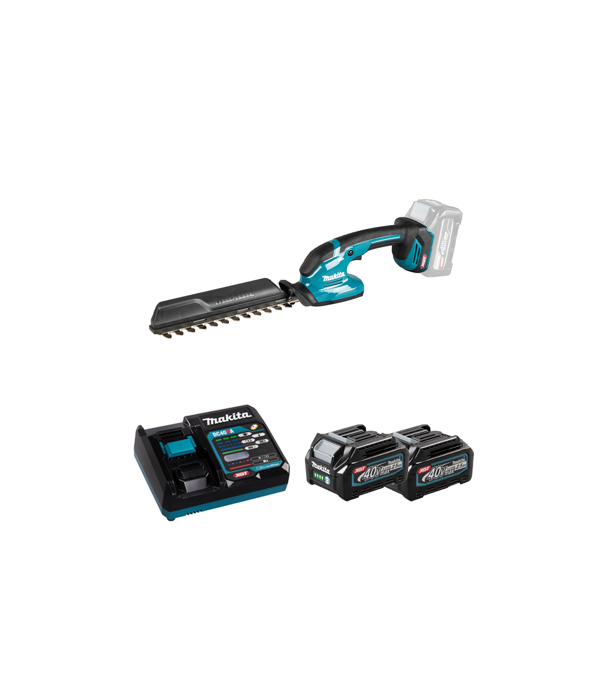 Taille haie 40V 20cm UH023GZ + 2 batteries 40V 2,5 Ah + chargeur rapide DC40RA MAKITA