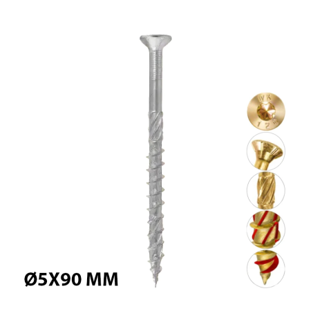 Boite de 200 Vis à tête fraisée TX Ø5x90 mm KLIMAS
