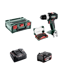 Pack Perceuse-visseuse BS 18 LT BL + 1 Batterie 18V 4 Ah + 1 Chargeur ASC 55 12-36V + Coffret d'embouts SP 32 pièces METABO