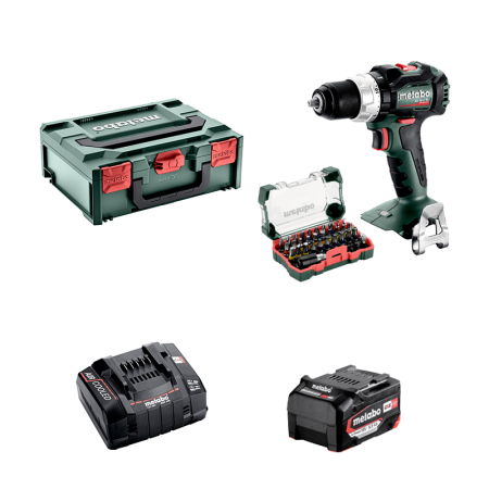 Pack Perceuse-visseuse BS 18 LT BL + 1 Batterie 18V 4 Ah + 1 Chargeur ASC 55 12-36V + Coffret d'embouts SP 32 pièces METABO