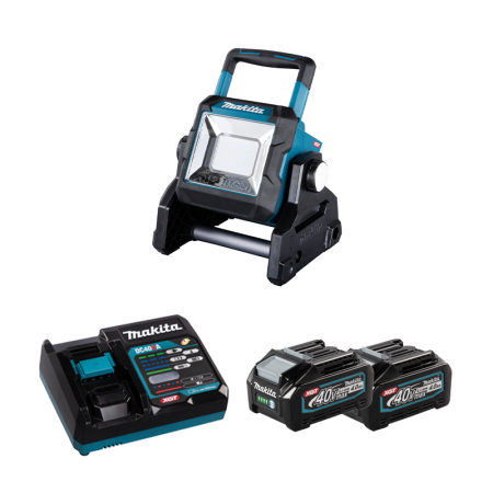 Projecteur de chantier 14,4/18/40 V DEAML003G + 2 batteries 40V 4 Ah + chargeur rapide DC40RA MAKITA