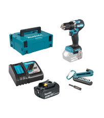 Perceuse-visseuse 18V DDF487ZJ + 1 batterie BL1830B + chargeur rapide DC18RC + Set de 9 embouts MAKITA