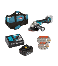 Meuleuse Ø125 mm 18V DGA504Z + 1 batterie BL1850B 18V 5 Ah + chargeur rapide DC18RC + 5 Disques à tronçonner métal & inox A36S +