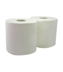 Lot de 2 bobines essuie tout blanc pure outate 25cm x 22cm CRISTAL HYGIENE