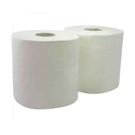Lot de 2 bobines essuie tout blanc pure outate 25cm x 22cm CRISTAL HYGIENE