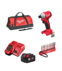 Visseuse à chocs 18V M18 BLIDR-0 + 1 batterie 18V 5 Ah + chargeur M12-18 FC + 10 embouts Shockwave MILWAUKEE