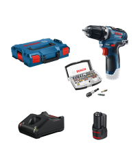 Perceuse visseuse GSR 12V-35 + 1 batterie 12V 2 Ah + chargeur GAL 12V-40 + 31 embouts de vissage BOSCH