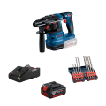 Perforateur SDS-Plus GBH 18V-22 + 1 batterie GBA 18V 4 Ah + 1 chargeur GAL 18V-40 + 8 forets SDS-Plus-3 Ø5-10mm BOSCH