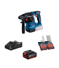 Perforateur SDS-Plus GBH 18V-22 + 1 batterie GBA 18V 4 Ah + 1 chargeur GAL 18V-40 + 8 forets SDS-Plus-3 Ø5-10mm BOSCH