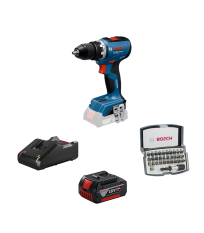 Perceuse-visseuse GSR 18V-65 + 1 batterie GBA 18V 4 Ah + Chargeur GAL 18V-40 + 31 embouts de vissage BOSCH
