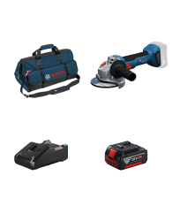 Meuleuse Ø125 mm GWS 18V-8 + 1 batterie GBA 18V 4 Ah + Chargeur GAL 18V-40 + sac de transport BOSCH