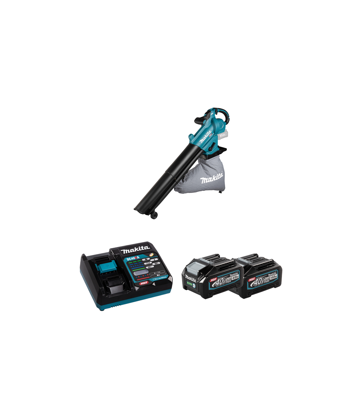 Aspirateur souffleur 40V UB005GZ + 2 batteries 40V 4 Ah + chargeur rapide DC40RA MAKITA